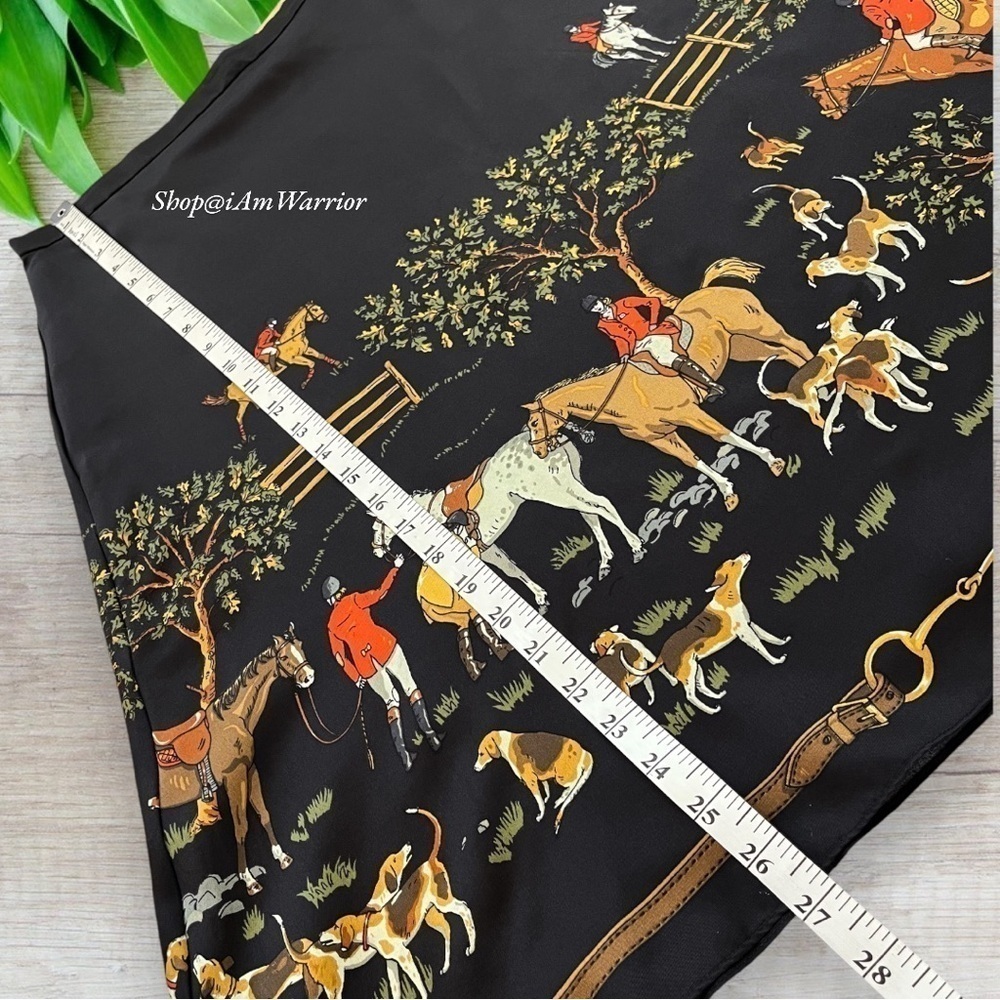 J.Crew RARE vintage equestrian horse & hound print a-line silk skirt *iamwarrior - Picture 9 of 13